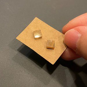 Geometric Square Cube Rose Gold Stud Earrings